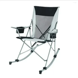 Camp Furniture Camping Chair 2 In 1 Mesh Rocking Adult Detachable Rockers Gray And Black Beach Foldable Fishing