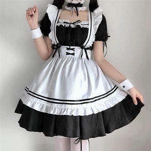 Doce lolita vestido francês empregada garçom traje mulheres sexy mini pinafore roupa bonito halloween cosplay para meninas plus size S-2XL y08319o