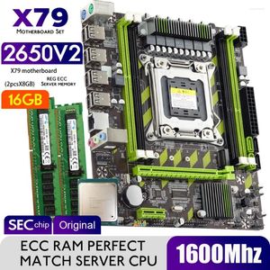 اللوحات الأم ATERMITER X79 اللوحة الأم مع Xeon E5 2650 V2 CPU 2 8GB 16GB DDR3 1600MHz REG ECC RAM COMBO SET SET NVME SATA