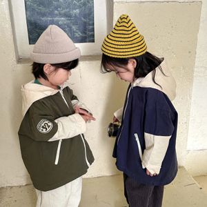 Детская ветровка с капюшоном для мальчиков, весна-осень, детская куртка средней длины, детское пальто на молнии 240125