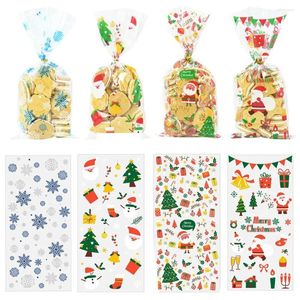 Weihnachtsdekorationen 50 Stück Süßigkeitentüten Weihnachtsmann Kunststoff Zellophan Keksverpackung Leckerlibeutel für Zuhause Hochzeit Party