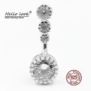 Collana HelloLook in argento sterling 925 con piercing all'ombelico, gioielli pendenti con zirconi, anello per ombelico, accessori carini e sexy per piercing al corpo