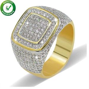 Hip Hop Diamond Ring Mens Hip Hop Designer Biżuteria lodowa Mikro Pave CZ pierścienie kobiety mężczyźni złota pierścień miłość moda bling rock291x