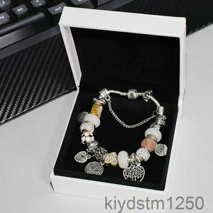 Fashion Charm Pendant Armband för smycken med silverpläterad originalbox DIY pärlstav guld-hjärtformade CZ Diamond Ladies 5GK2
