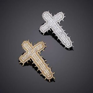 Hip Hop Moissanite Pendant Cross Mens Halsband Gold Cross Pendant 925 Sterling Silver Fashion Jewelry