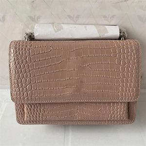 Sälj Classic Real Leather Crocodile Grain Clamshell Packages Fashion Chain Messenger Bag Single Shoulder Crossbody Bags Handba267z