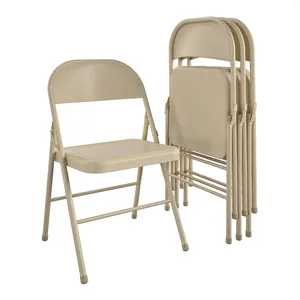 Camp Furniture Mainstays Steel Folding Chair (4 Pack) Beige Portable Camping Chairs Stool Foldable