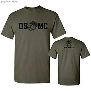 Homens camisetas US Marine Corps Bull Dog USMC Militar T-shirt 100% Algodão O-pescoço Verão Manga Curta Casual Mens T-shirt Tamanho S-3XL Q240130