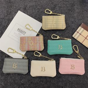 2024 10A Ny stil Designer Knit Key Bag Card Holder Wallet Short Clip Women Designer Coin Purse Bag Läder Fashion Mini Clutch Bag Keychain Ring Credit Coin Purse