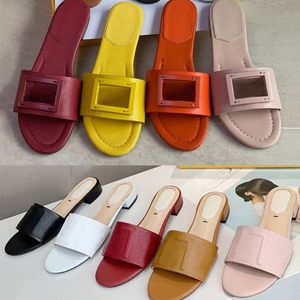 Mulheres Slides Verão Sandália de Couro Flats Carta Sandálias Senhoras Praia Flip Flops Conforto Chinelos de moda plana para mulheres marrom vermelho branco laranja rosa bl i9zp #