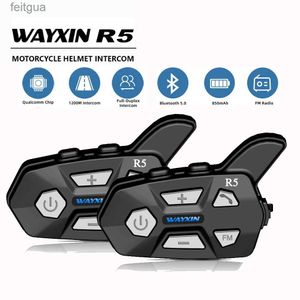 Walkie Talkie WAYXIN R5 BT5.0 Мотоциклетный шлем Домофон 2 Rider Беспроводная Bluetooth-гарнитура Intercomunicador Moto Interphone YQ240130