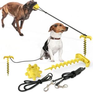 Oyuncaklar Pet Dog Toys Köpek Topları tasma Set açık açık köpek kazık elastik ip topu kombine oyuncak evcil köpek dışarı çiğneme topu ile sabit kazık