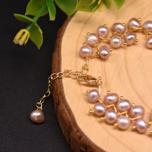 قلادة سوار أقراط مجموعات Glseevo Natural Pearls Drop Accele String