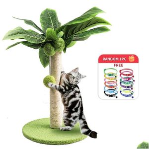 猫の家具のスクラッカーは子猫のかわいい緑の葉のかわいいロープ屋内猫木のペット製品ドロップデルdheiv