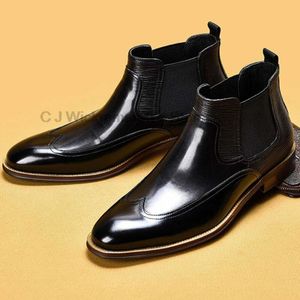 Wysokiej jakości męskie skórzane czarne brązowe buty poślizgnąć się na zwykłych butach kostki dla mężczyzn