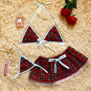 Other Panties S-5XL New Lace Women French School Girl Cosplay Sexy Lingerine Outfit 18.00 Hot Erotic Lovely Costumes Underwear Set Lenceria YQ240130