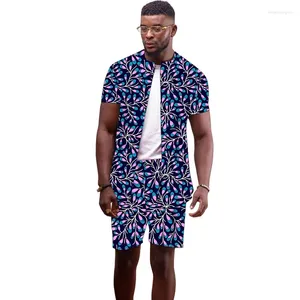 Men's Tracksuits African Print Clothes Summer Shirts Shorts Male Festival Outfits Wedding Groom Suits