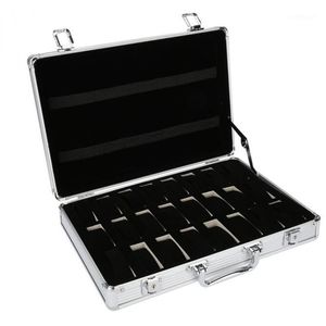 24 Grid Aluminium Koffer Koffer Display Aufbewahrungsbox Uhr Aufbewahrungsbox Fall Uhr Halterung Uhr Clock12652