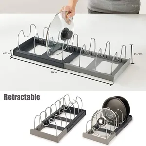 Armazenamento de cozinha expansível aço inoxidável rack organizador titular para pan pote tampa placa corte secagem panelas