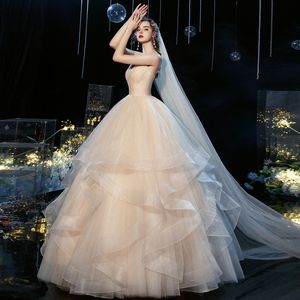 Modest sexy bling uma linha vestidos de casamento vestidos de noiva elegantes cristais borlas princesa rendas apliques lantejoulas plus size robe de mariee feito sob encomenda vestido de noiva de renda