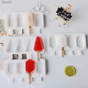 Ice Cream Tools 4 Types 4 Cavity Ice Cream Mold DIY Homemade Silicone Popsicle Moulds Freezer Small Size Pudding Ice Cake Cube Tray Baking Tools YQ240130