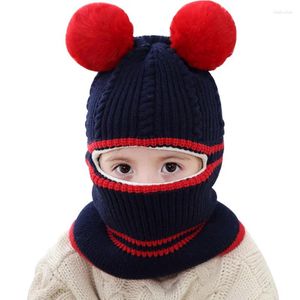 Akcesoria do włosów zima dziecięca kapelusz szalik staw dla maluch dzieci chłopcy dziewczęta ciepłe bawełniane czapkę cieplejsze dzieci Dzieci POM Beanie 2-5