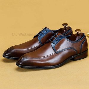 Abito classico da uomo in vera pelle con lacci punta a punta brogue Oxford scarpe derby formali da ufficio da lavoro per uomo