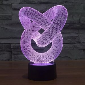 Lampada da tavolo da tavolo con interruttore tattile a cambiamento di colore della luce notturna a LED astratta illusione 3D # R21291v