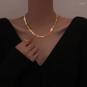 Correntes 2024 18k banhado a ouro impermeável trançado herringbone cadeia colar pulseiras conjunto atacado jóias de aço inoxidável para mulheres