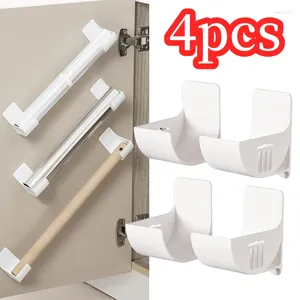 Kitchen Storage 4pcs Wall Mounted Trash Bags Holder Garbage Bag Rack Plastic Wrap Container Dispenser Accessories Organizer