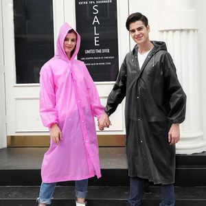 Impermeabili Riutilizzabile Impermeabile Impermeabile Donna Uomo Outdoor EVA Poncho antipioggia Con cappuccio Glassato Addensato Giacca portatile trasparente per adulti