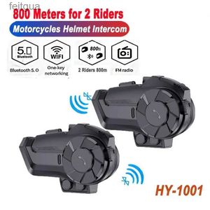 Walkie Talkie Dual Microphone Helmet Intercom Headset Bluetooth互換ワイヤレスバイクインターホン防水ヘルメットインターコムニカドールYQ240130