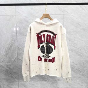 Mens Hoodies Sweatshirts 23ss Yüksek Sokak Yıkanmış Kayıtlı Aziz Michael Hoodie Erkek Kadınlar En Kalite Kırmızı Graffiti Printpullover Kapüşonlu Teknik Giyim J240130