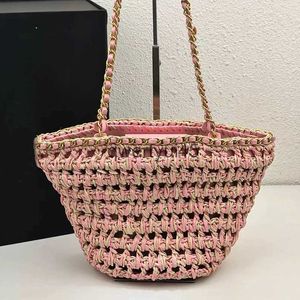 ショルダーバッグレディーオローは、女性用のトートバッグを出て、豪華なデザイナーとバッグと財布2023 Papyrus Cross Weave Cain Trim Medium soulderqwertyui45