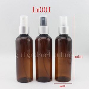 Bottiglie per il trucco con pompa spray in alluminio marrone vuoto da 100 ml, contenitore per nebulizzatore cosmetico per profumi di lusso da 100 cc, confezione cosmetica Pmjdn