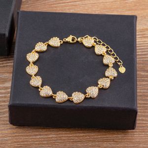 Nova chegada design criativo luxo 14k amarelo ouro corrente pulseiras amor coração pulseira para presente de casamento feminino jóias