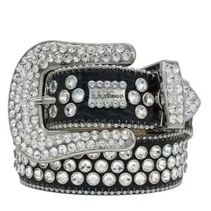 2024 أحزمة الموضة للنساء مصممة BB Simon Belt Shiny Rhinestons Multicolor 985EEEE