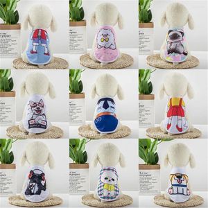 Odzież dla psów oimg małe ubrania kreskówka śmieszne koszulki kot Pomeranian Bichon Chihuahua Puppy Summer Mesh T-shirts