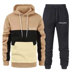 Autumn and Winter Mens Fashion Color Contrast Sweater Splice Hoodie Hot Sale