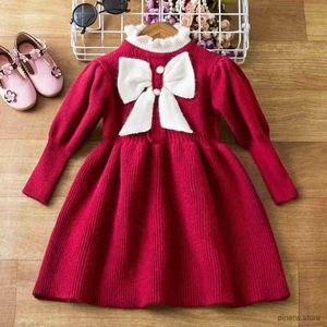 Girl's Dresses 2024 New Christmas Costume Autumn Winter Girls Dress Girls Kids Princess Party Sweater Knitted Dresses Kids Clothing