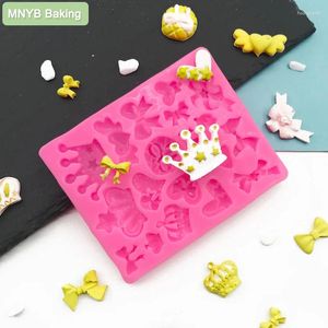 Moldes de cozimento vender desenhos animados coroa laço laço silicone fondant bolo molde cupcake geléia doces chocolate em forma de decoração ferramenta