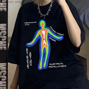 Kadın T-Shirt Harajuku Gotik Punk Kadın Tişörtleri Mall Goth Baskı Üstleri Yaz Hippi Sokak Giyim Emo Tarzı Siyah Kısa Kollu Tees Gömlek 240130
