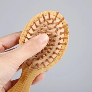 Badtillbehör set 1 st bambu trä hår borste professionell frisk paddel kudde förlust massage hårborste kambotten vård