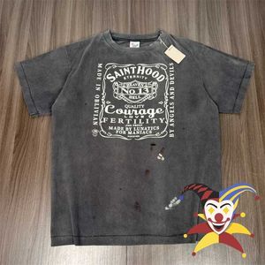 T-shirt da uomo T-shirt lavata Saint Michael Hole T-shirt da uomo donna Graffiti T-shirt nuova arrivata J240129