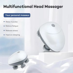 Cabeça elétrica massageador do couro cabeludo para o crescimento do cabelo estresse relaxar com 4 cabeças de massagem corpo cuidados de saúde ombro pescoço 240118