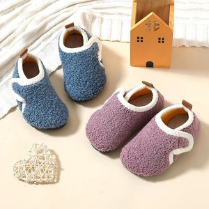 Slipper Children Cotton Slippers Solid Warm Kids Winter Home Shoes Boys Girls Plush Floor Indoor Soft Sole Anti-slip