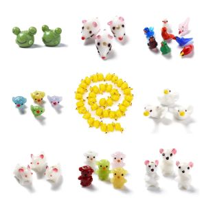 Beads Cute Cartoon Animal Lampwork Beads Handmade Bumpy Duck Cat Rabbit Mouse Beads for Earring Necklace Jewelry Findings Diy Making