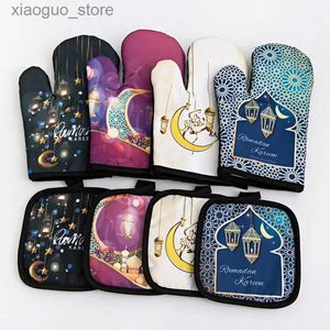 Andra evenemangsfestleveranser 2024 Ramadan Decoration Baking Anti-Hot Gloves Pad Oven Eid Mubarak Muslim Eid Ramadan Kareem Party Decoration for Home Kitchen 240130