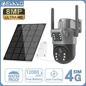 4G Podwójny obiektyw PTZ Solar Camera Ekrany Pir Human Tracking Outdoor WiFi Security Surveillance IP