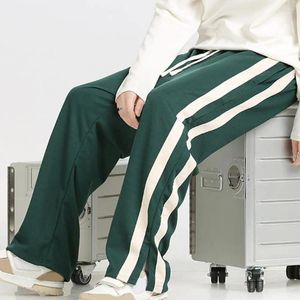 Herrenhose, gestreift, weites Bein, Jogging-Jogginghose mit Kordelzug, elastische Taille, tiefer Schritt, für vier Jahreszeiten, sportliche Männer